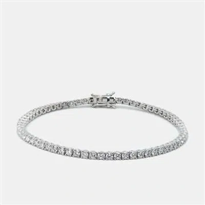 Pre-owned The Diamond Edit 3.5 Cts Round Lab Grown Diamond 14k White Gold Bracelet 17 Cm