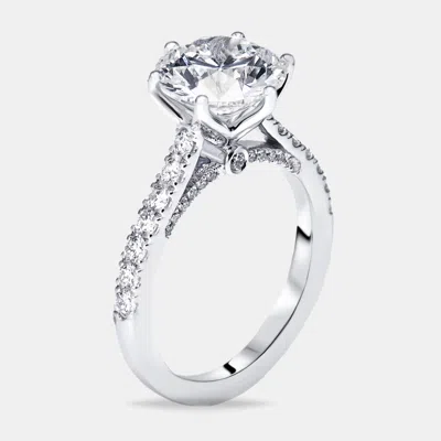Pre-owned The Diamond Edit 3.5 Cts Round Lab Grown Diamond 18k White Gold Ring Size 53