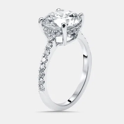 Pre-owned The Diamond Edit 3.5 Cts Round Lab Grown Diamonds 18k White Gold Ring Size 53
