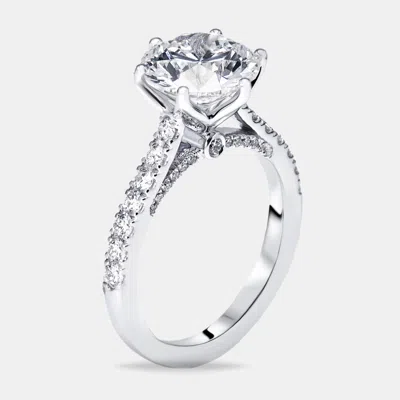 Pre-owned The Diamond Edit 3.5 Cts Round Lab Grown Diamonds 18k White Gold Ring Size 55