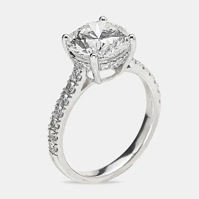 Pre-owned The Diamond Edit 3.50 Cts 18k White Gold Round Brilliant Lab Grown Diamonds Ring Size 51