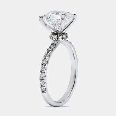 Pre-owned The Diamond Edit 3.50 Cts Cushion Round Cut 18k White Gold Lab Grown Diamonds Ring Size 53