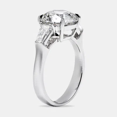 Pre-owned The Diamond Edit 3.50 Cts Round Brilliant And Baguette Cut Lab Grown Diamonds 18k White Gold Ring Size 53