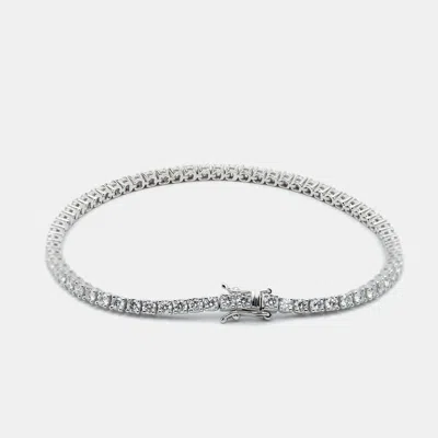 Pre-owned The Diamond Edit 3.50 Cts Round Brilliant Cut Lab Grown Diamonds 18k White Gold Tennis Bracelet