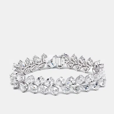 Pre-owned The Diamond Edit 35.00 Cts Pear Lab Grown Diamonds 18k White Gold Bracelet
