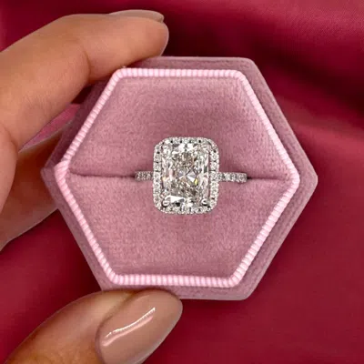 Pre-owned The Diamond Edit 3.75 Cts Radiant Lab Grown Diamond 14k White Gold Wedding Ring Size 52