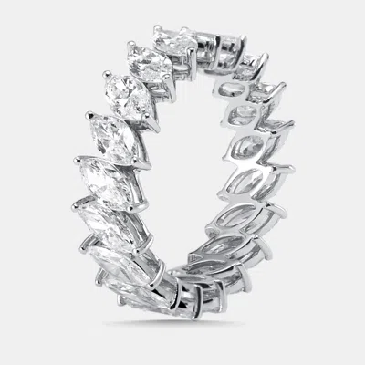 Pre-owned The Diamond Edit 3.8 Cts Marquise Lab Grown Diamonds 18k White Gold Ring Size 53