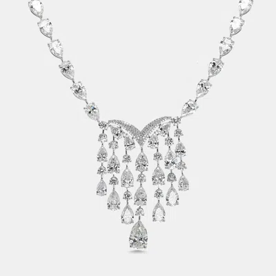 Pre-owned The Diamond Edit 38 Cts Pear Round Lab Grown Diamonds 18k White Gold Necklace