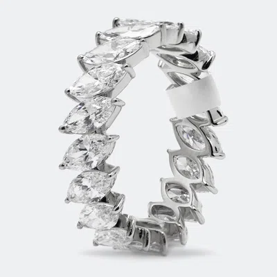 Pre-owned The Diamond Edit 3.80 Cts Marquise Brilliant Lab Grown Diamond 18k White Gold Eternity Band Ring Size 53