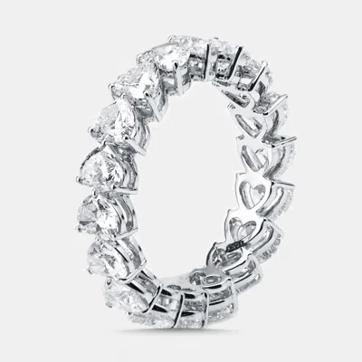 Pre-owned The Diamond Edit 3.9 Cts Heart Lab Grown Diamonds 18k White Gold Ring Size 52