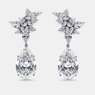 Pre-owned The Diamond Edit 39 Cts Pear Lab Grown Diamonds 18k White Gold Earrings