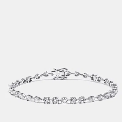Pre-owned The Diamond Edit 3.9 Cts Pear Round Lab Grown Diamonds 18k White Gold Bracelet