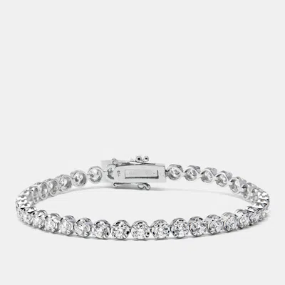 Pre-owned The Diamond Edit 3.9 Cts Round Brilliant Cut Lab Grown Diamonds 18k White Gold Tennis Bracelet