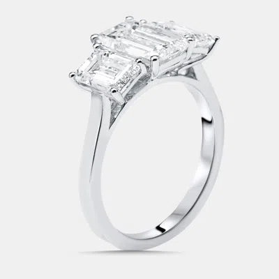 Pre-owned The Diamond Edit 4 Cts Emerald Lab Grown Diamonds 14k White Gold Ring Size 51