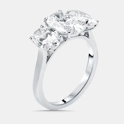 Pre-owned The Diamond Edit 4 Cts Oval Lab Grown Diamonds 14k White Gold Ring Size 52