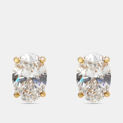 Pre-owned The Diamond Edit 4 Cts Oval Lab Grown Diamonds 18k Yellow Gold Earrings