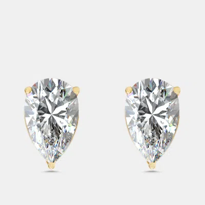 Pre-owned The Diamond Edit 4 Cts Pear Lab Grown Diamonds 18k Yellow Gold Earrings