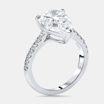 Pre-owned The Diamond Edit 4 Cts Pear Round Lab Grown Diamonds 18k White Gold Ring Size 51