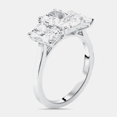 Pre-owned The Diamond Edit 4 Cts Radiant Lab Grown Diamonds 14k White Gold Ring Size 54