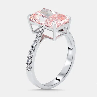 Pre-owned The Diamond Edit 4 Cts Radiant Round Lab Grown Diamonds 18k White Gold Ring Size 52