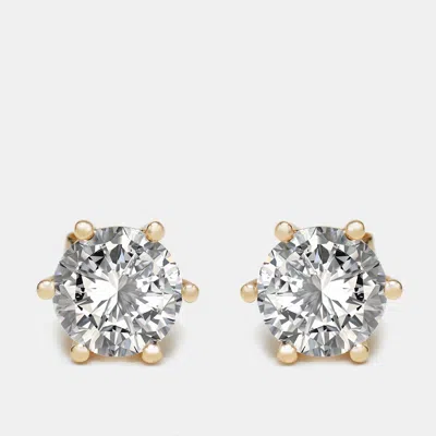 Pre-owned The Diamond Edit 4 Cts Round Lab Grown Diamond 18k Yellow Gold Earrings