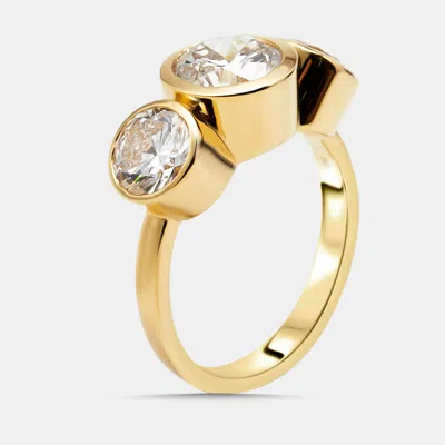 Pre-owned The Diamond Edit 4 Cts Round Lab Grown Diamonds 14k Yellow Gold Ring Size 54