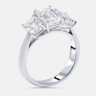 Pre-owned The Diamond Edit 4.00 Cts Emerald Cut Lab Grown Diamonds 18k White Gold Ring Size 54