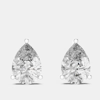 Pre-owned The Diamond Edit 4.00 Cts Pear Cut 18k White Gold Lab Grown Diamond Stud Earrings