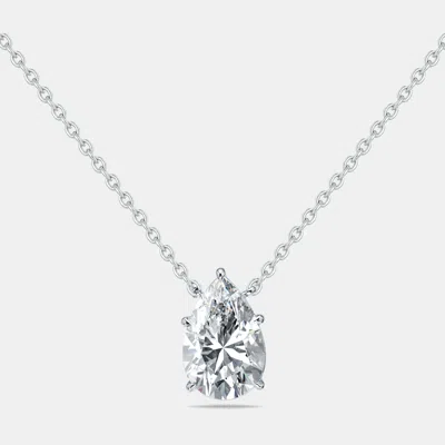 Pre-owned The Diamond Edit 4.00 Cts Pear Lab Grown Diamonds 18k White Gold Necklace