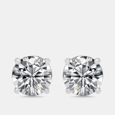 Pre-owned The Diamond Edit 4.04 Cts Round Cur Lab Grown Diamond 18k White Gold Push Back Earring