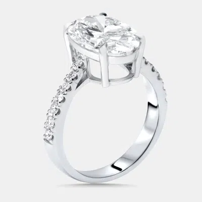 Pre-owned The Diamond Edit 4.1 Cts Oval. Round Lab Grown Diamonds 18k White Gold Ring Size 54