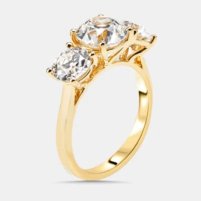 Pre-owned The Diamond Edit 4.2 Cts Round Lab Grown Diamonds 14k Yellow Gold Ring Size 51