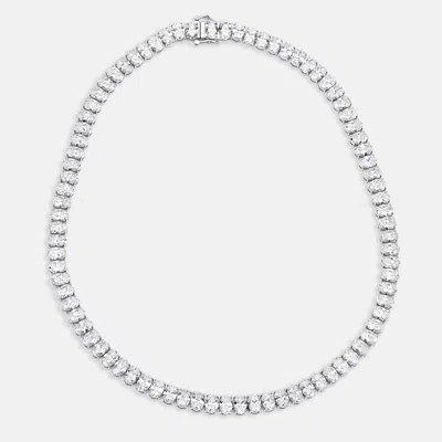 Pre-owned The Diamond Edit 44 Cts Oval Lab Grown Diamond 18k White Gold Necklace