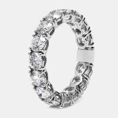 Pre-owned The Diamond Edit 4.4 Cts Round Brilliant Lab Grown Diamonds 18k White Gold Eternity Band Ring Size 53
