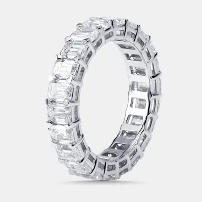 Pre-owned The Diamond Edit 4.5 Cts Emerald Cut Lab Grown Diamonds 18k White Gold Ring Size 53