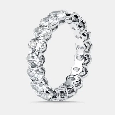Pre-owned The Diamond Edit 4.5 Cts Oval Lab Grown Diamonds 18k White Gold Ring Size 52