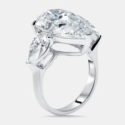 Pre-owned The Diamond Edit 4.5 Cts Pear Lab Grown Diamonds 18k White Gold Ring Size 55