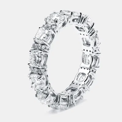 Pre-owned The Diamond Edit 4.7 Cts Cushion Round Lab Grown Diamonds 18k White Gold Ring Size 53
