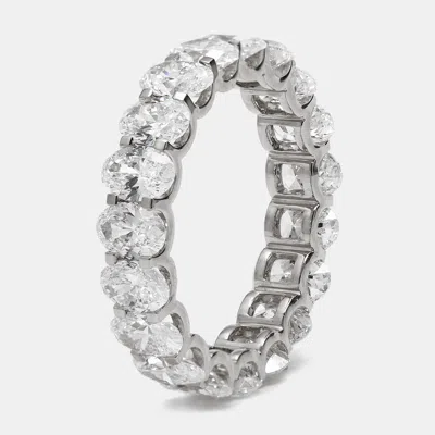 Pre-owned The Diamond Edit 4.80 Cts Oval Brilliant Lab Grown Diamond 18k White Gold Eternity Band Ring Size 56