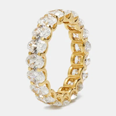 Pre-owned The Diamond Edit 4.80 Cts Oval Brilliant Lab Grown Diamond 18k Yellow Gold Eternity Band Ring Size 53