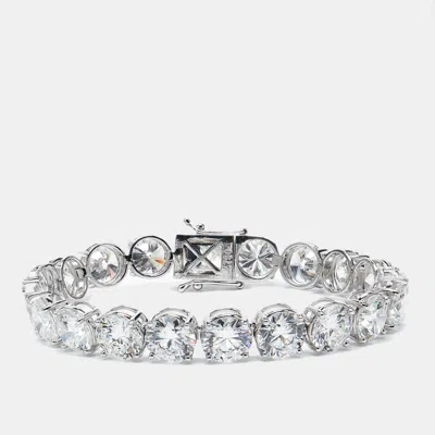 Pre-owned The Diamond Edit 48.00 Cts Round Brilliant Cut Lab Grown Diamond 18k White Gold Tennis Bracelet