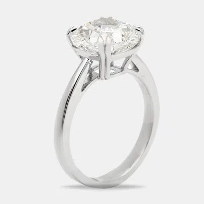 Pre-owned The Diamond Edit 5 Cts Cushion Cut Lab Grown Diamond 18k White Gold Ring Size 52