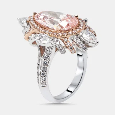 Pre-owned The Diamond Edit 5 Cts Marquise Pear Round Lab Grown Diamonds 18k Two Tone Gold Ring Size 54