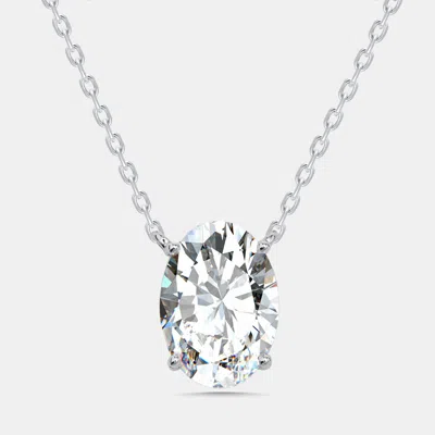 Pre-owned The Diamond Edit 5 Cts Oval Lab Grown Diamond 14k White Gold Necklace