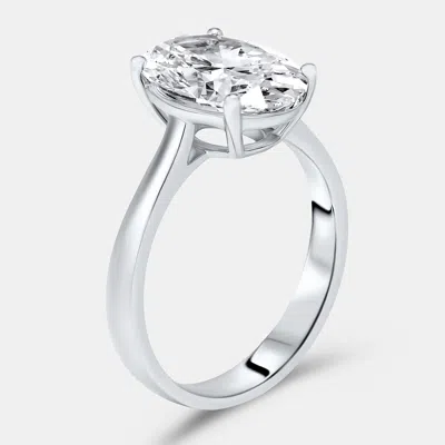 Pre-owned The Diamond Edit 5 Cts Oval Lab Grown Diamond 14k White Gold Ring Size 54