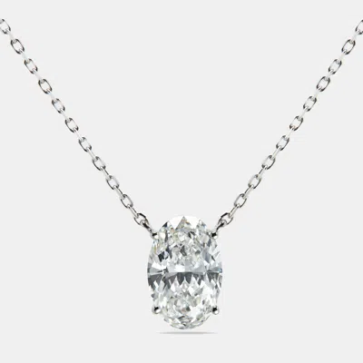 Pre-owned The Diamond Edit 5.00 Cts Oval Brilliant Lab Grown Diamond 18k White Gold Chain Necklace