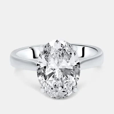 Pre-owned The Diamond Edit 5.00 Cts Oval Lab Grown Diamond 18k White Gold Ring Size 53