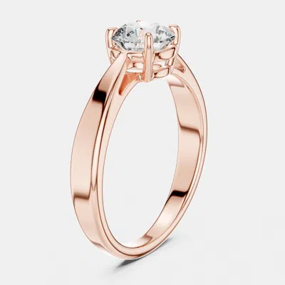 Pre-owned The Diamond Edit 5.00 Cts Round 18k Rose Gold Solitaire Lab Grown Diamond Band Ring Size 53