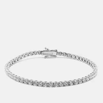 Pre-owned The Diamond Edit 5.20 Cts Round Brilliant Lab Grown Diamonds Sterling Silver 925 Tennis Bracelet 18 Cm