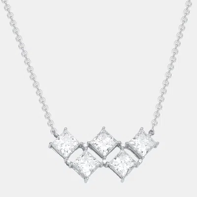 Pre-owned The Diamond Edit 5.3 Cts Princess Round Lab Grown Diamonds 18k White Gold Necklace